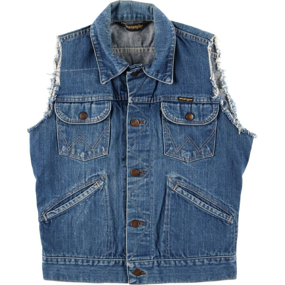 古着 70～80年代 ラングラー Wrangler 黒タグ デニムベスト メンズL