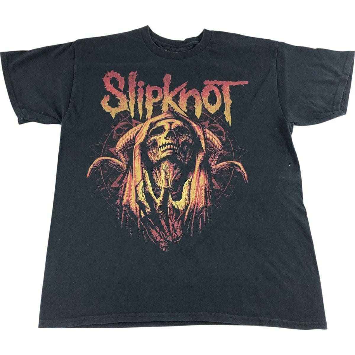 Slipknot スカルデザイン Tシャツ 古着 Slipknot スリップノット ドクロ柄 スカル柄 バンドTシャツ バンT