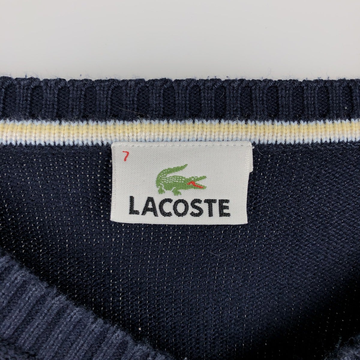古着 ラコステ LACOSTE Vネック コットン×アクリルニットセーター 7