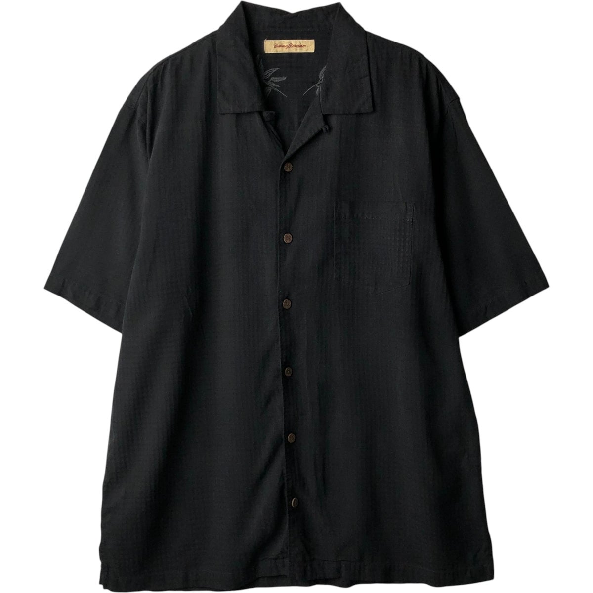 古着 トミーバハマ TOMMY BAHAMA 総柄 リーフ柄 オープンカラー シルク