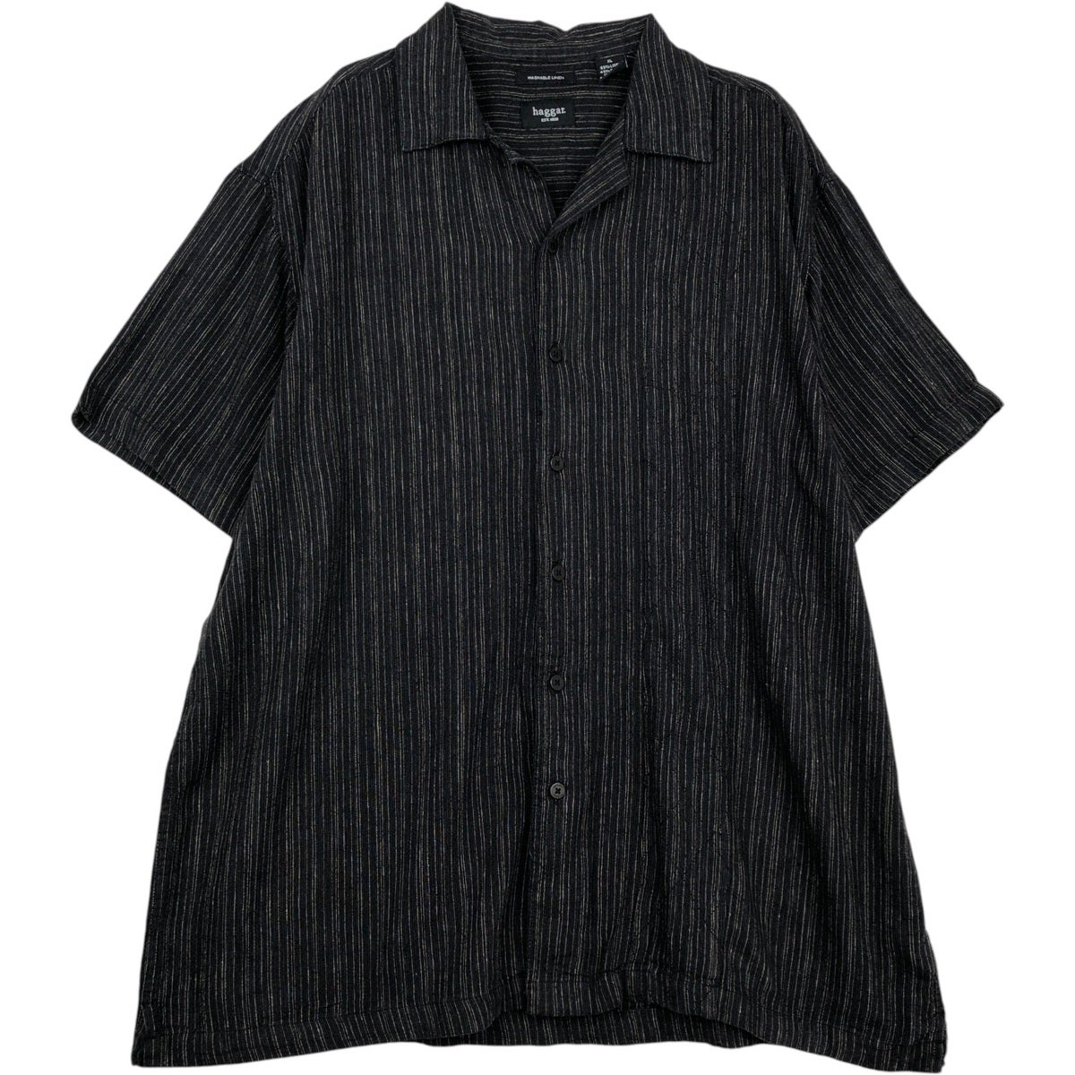 古着 ハガー Haggar WASHABLE LINEN チェック柄 半袖 オープンカラー