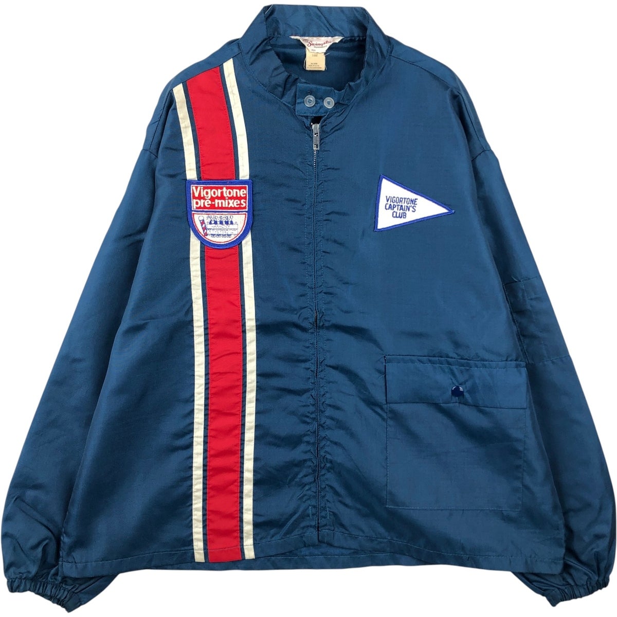 インディアンスSwingster ジャケット ネイビー 古着 Swingster ナイロンレーシングジャケット USA製 メンズXL相当