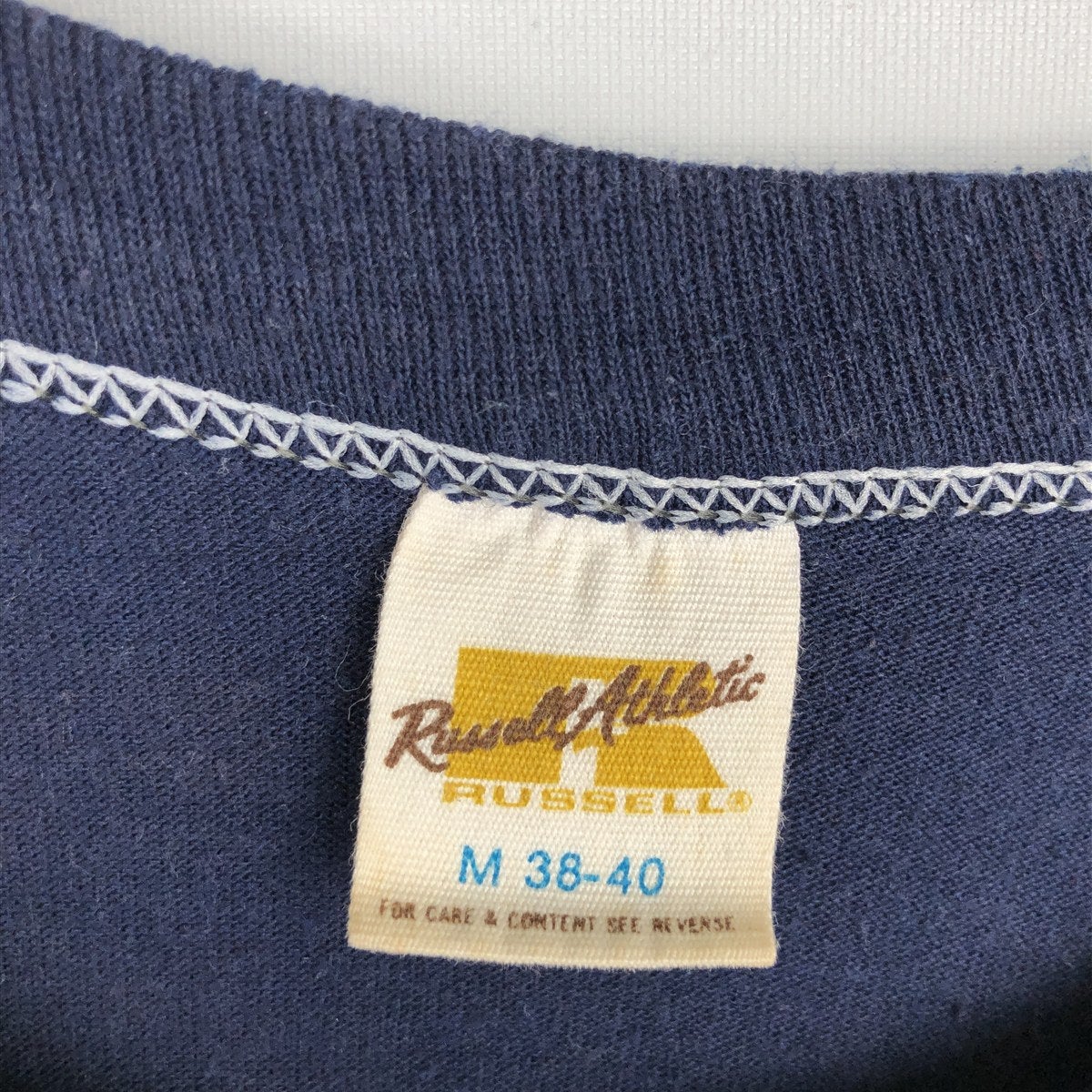 古着 80年代 ラッセル Russell 金タグ プリントTシャツ USA製 メンズM