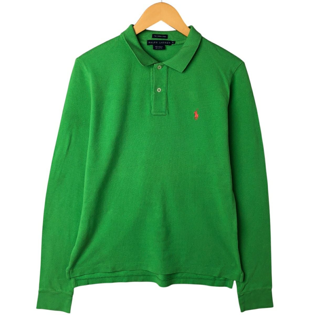 【POLO RALPH LAUREN】長袖ポロシャツ　現行　　緑　XL★ 古着 ラルフローレン Ralph Lauren THE SKINNY POLO 長袖 ポロシャツ