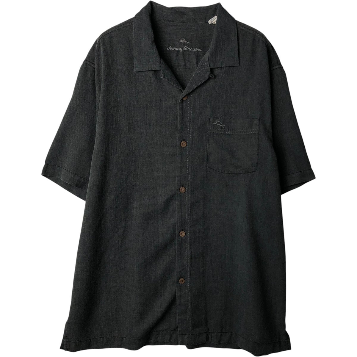 古着 トミーバハマ TOMMY BAHAMA 総柄 リーフ柄 オープンカラー シルク