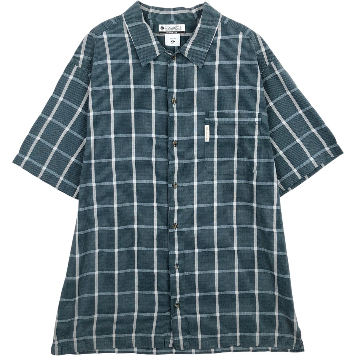 古着 コロンビア Columbia PHG 半袖 コットン チェックシャツ メンズXL