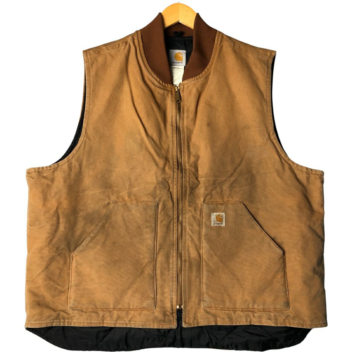 【USA古着】カーハートスーパーダックベスト2XL 企業刺繍レインソフトシェル Carhartt（カーハート） 古着 ビッグサイズ 00年代 ダックベスト USA製