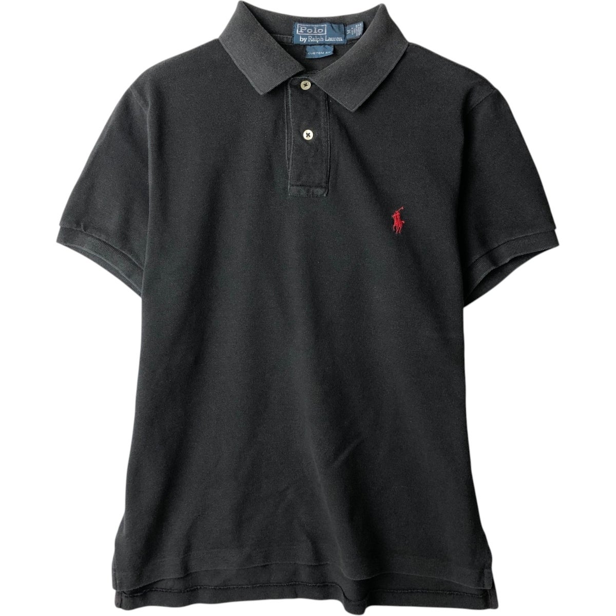 【古着】PolobyRalphLaurenビッグポニー3半袖ポロシャツ黒×赤 S POLO RALPH LAUREN（ポロ・ラルフローレン） 【並行輸入品】 ポロ