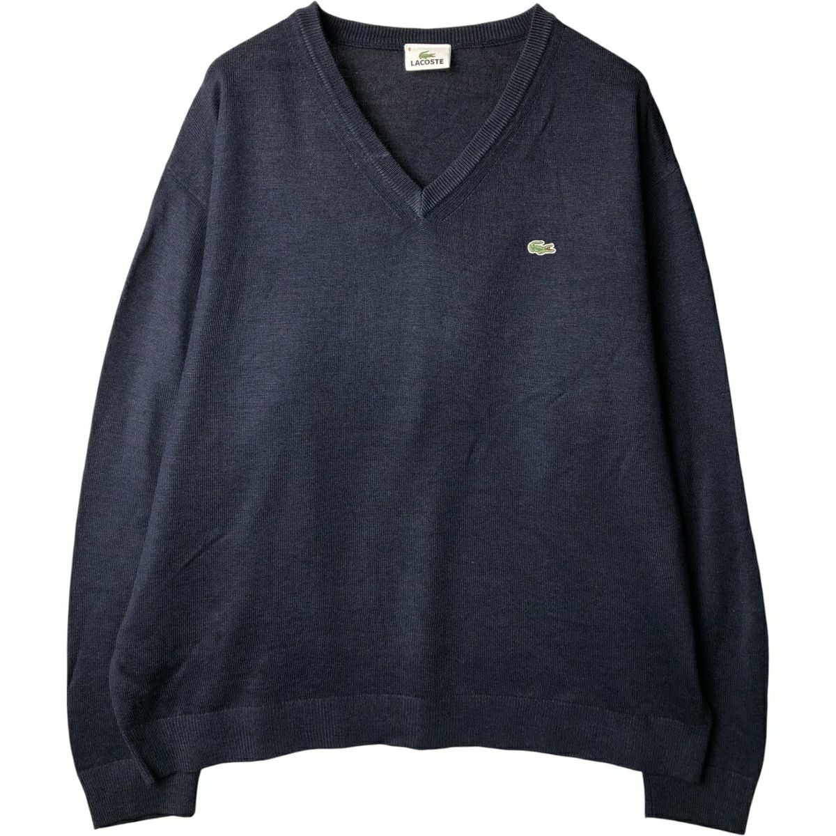 古着 ラコステ LACOSTE Vネック コットンニットセーター レディースM