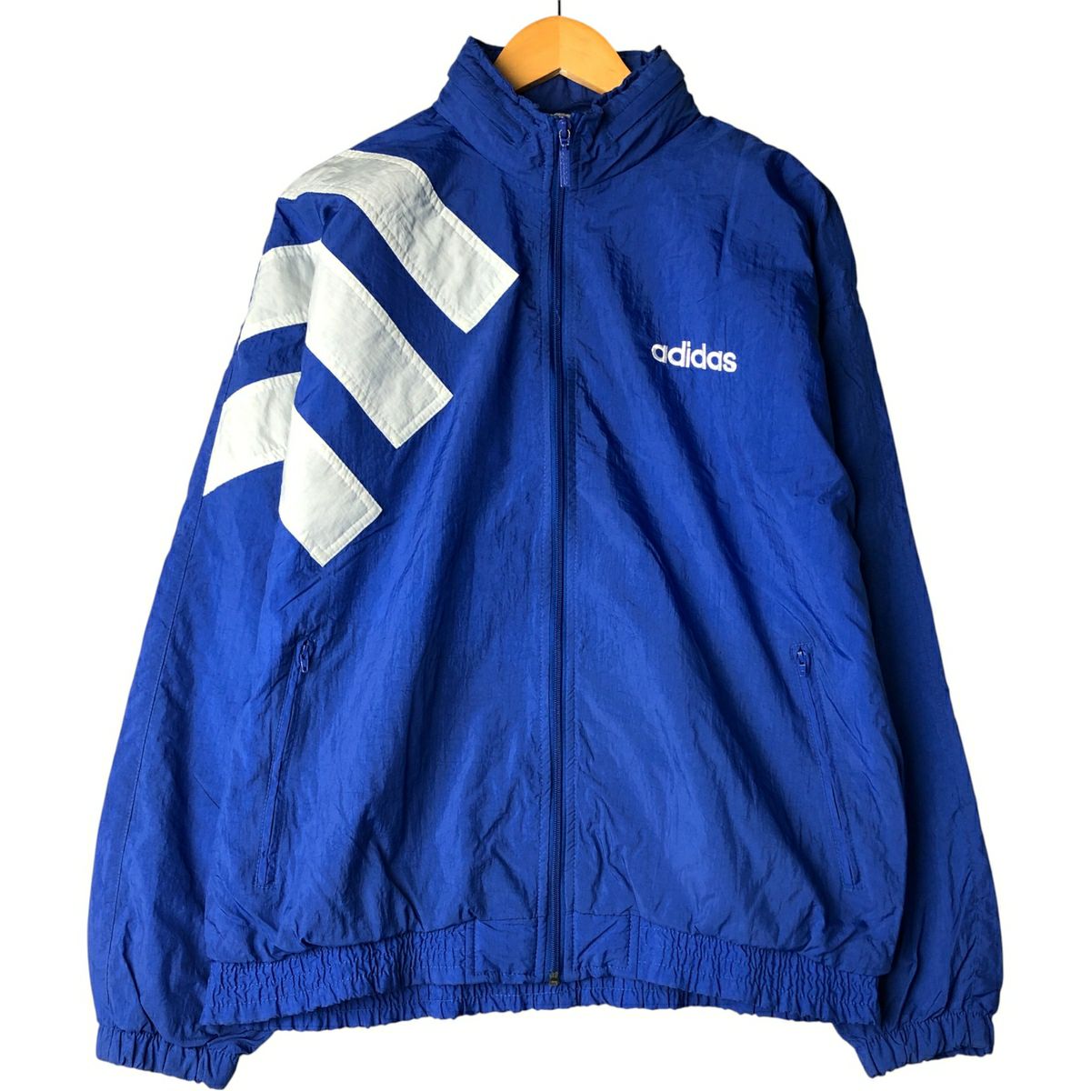 adidas 青 ウィンドブレーカー（90年代） 古着 80～90年代 アディダス adidas ナイロンジャケット メンズM相当