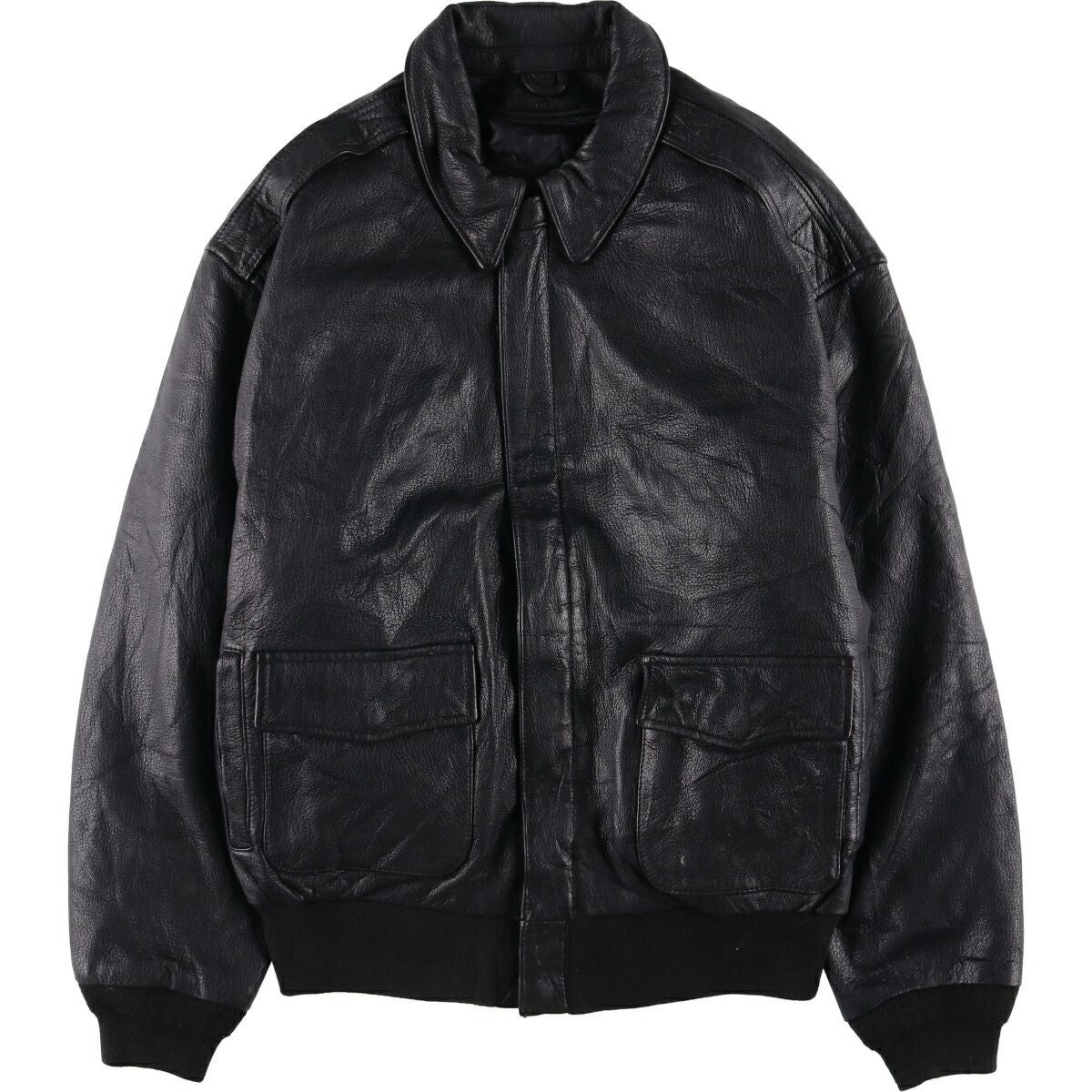 古着 AIR FORCE A-2タイプ 中綿入り レザーフライトジャケット メンズ