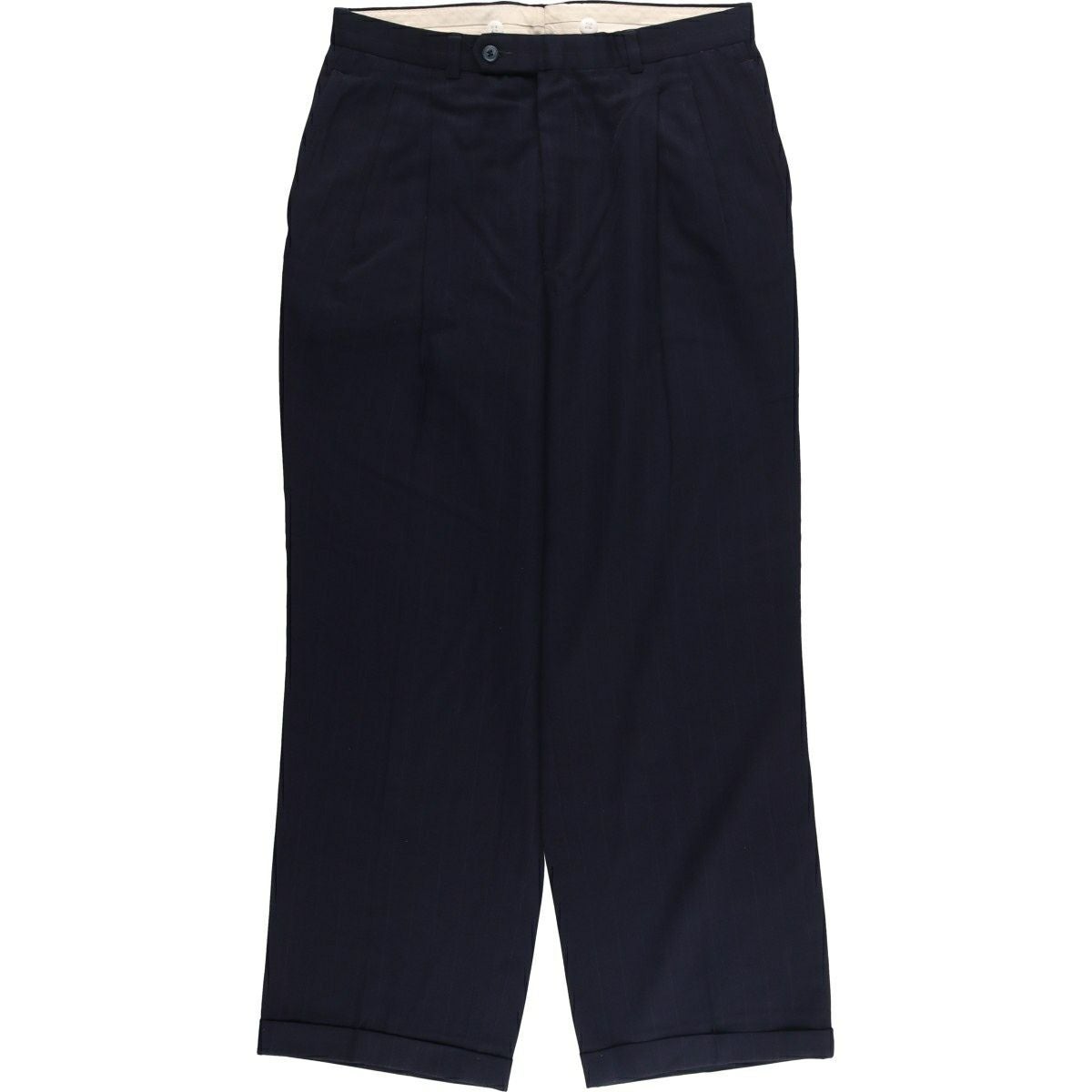 古着 Zanella チェック柄 ツータック スラックス ワイドパンツ