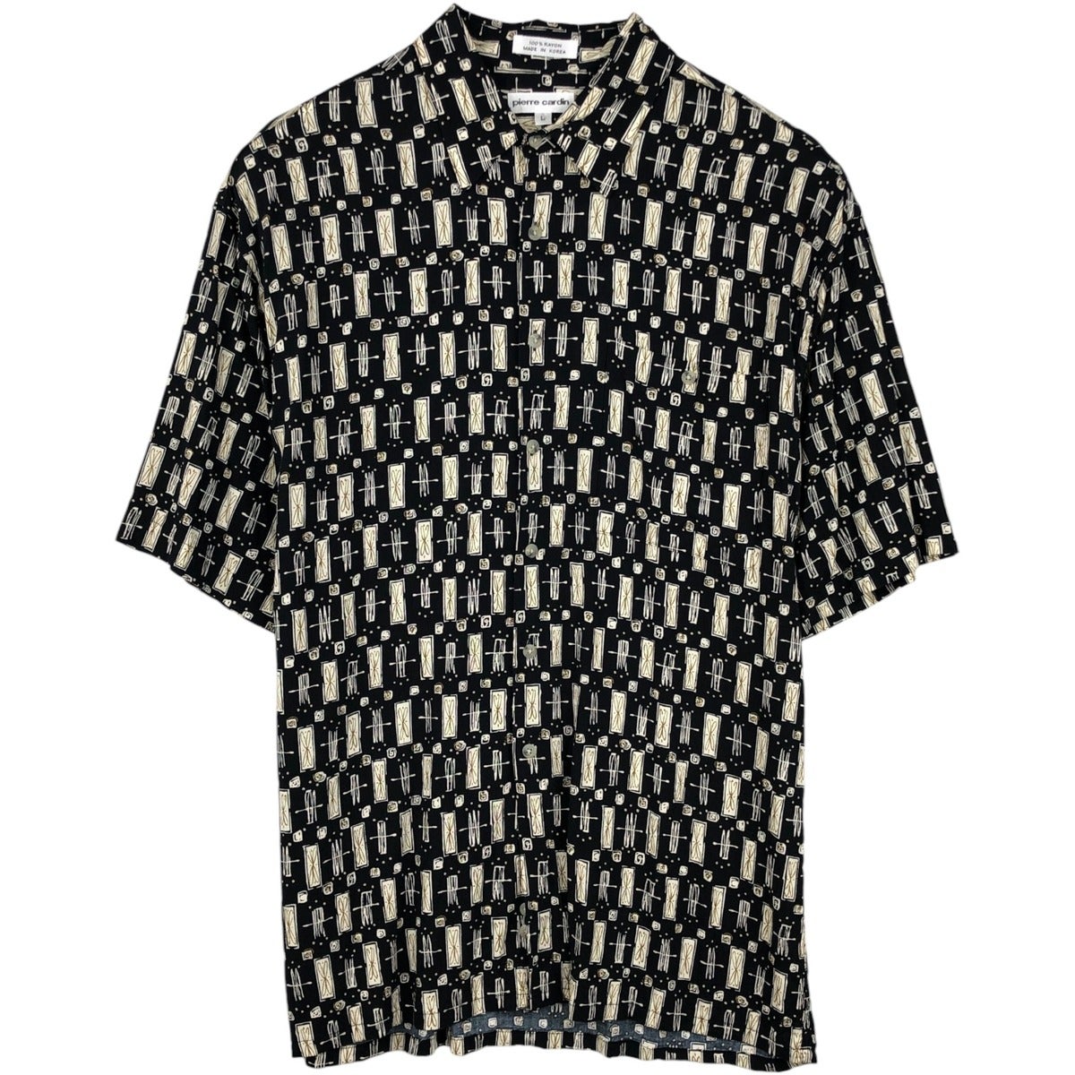 古着 ピエールカルダン Pierre Cardin 総柄 半袖 レーヨンシャツ