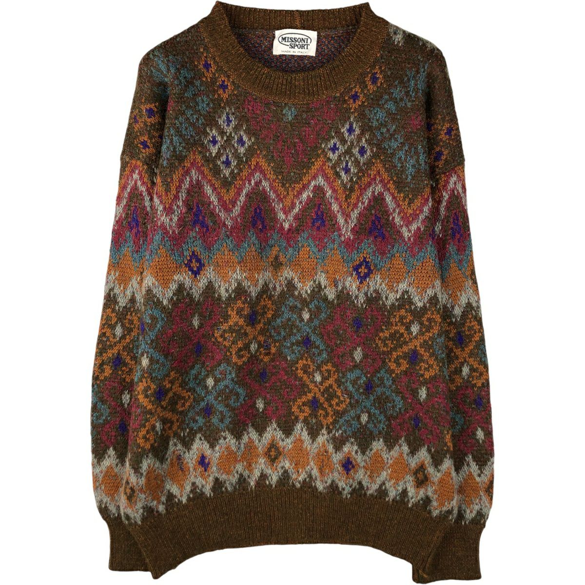古着 90年代～ ミッソーニ MISSONI SPORT 総柄 モヘア混 ウールニット