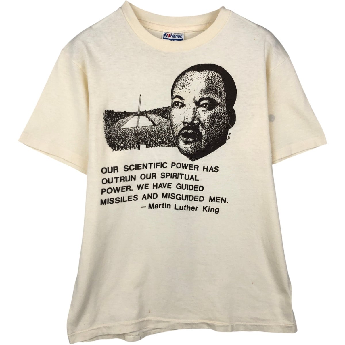 古着 80年代 ヘインズ Hanes 100% COTTON 青タグ キング牧師 偉人T