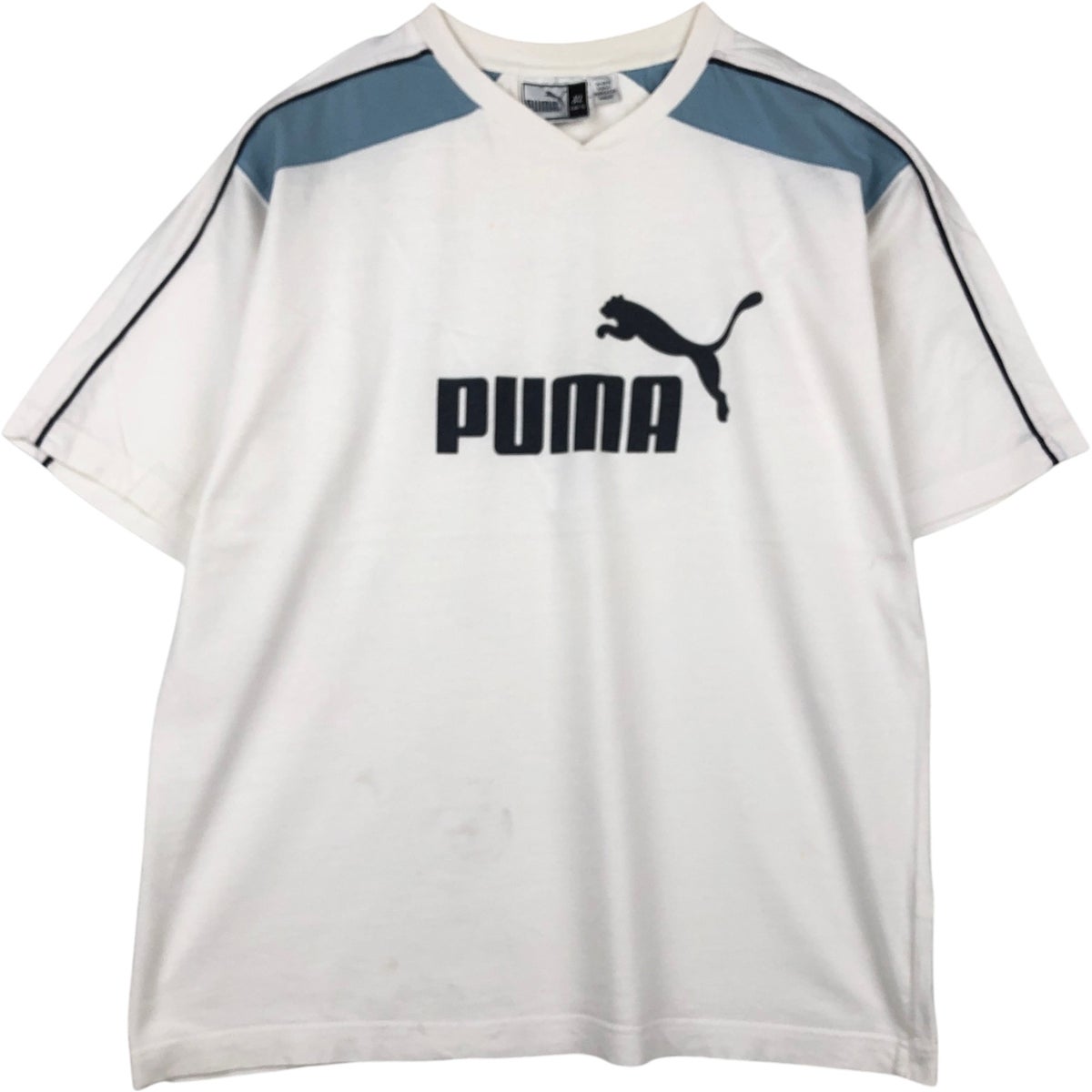古着 90～00年代 プーマ PUMA Vネック ロゴプリントTシャツ メンズXL