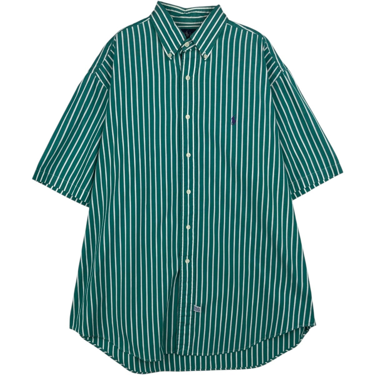 【未使用】ポロラルフローレン　ラガーシャツ ストライプ　Mサイズ 古着 ラルフローレン Ralph Lauren シアサッカー 半袖 ボタンダウン
