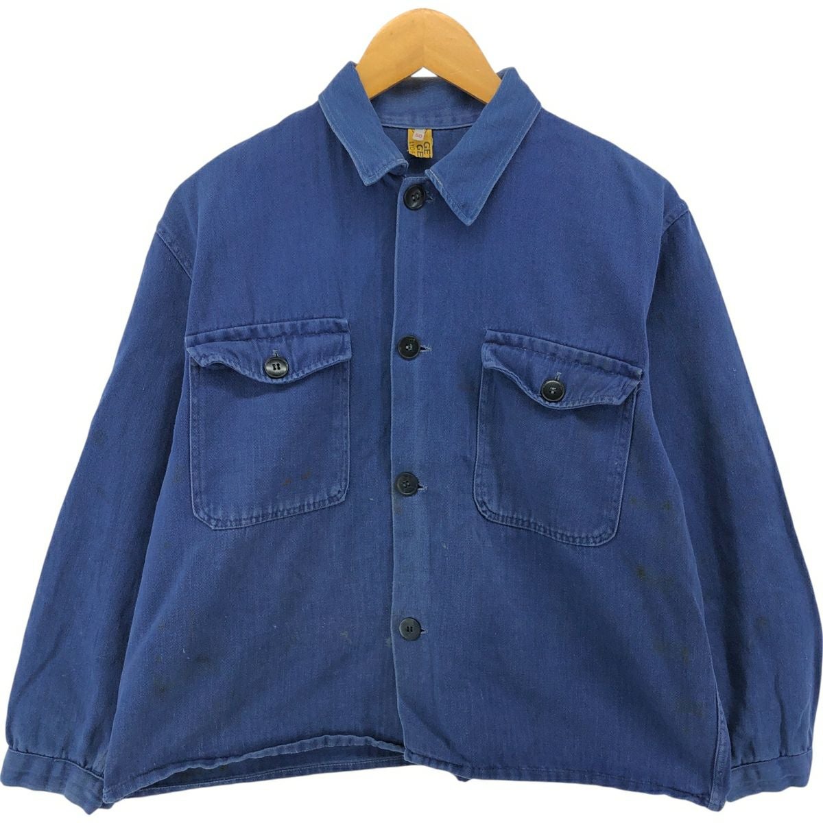 古着 ヘリンボーン ユーロ ワークジャケット 50 メンズS相当