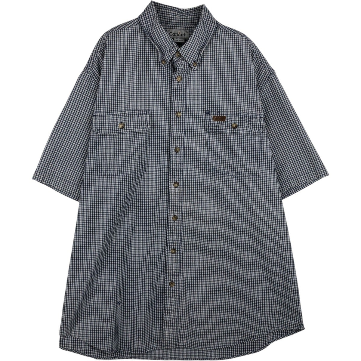 古着 カーハート Carhartt チェック柄 ボタンダウン 半袖 ワークシャツ