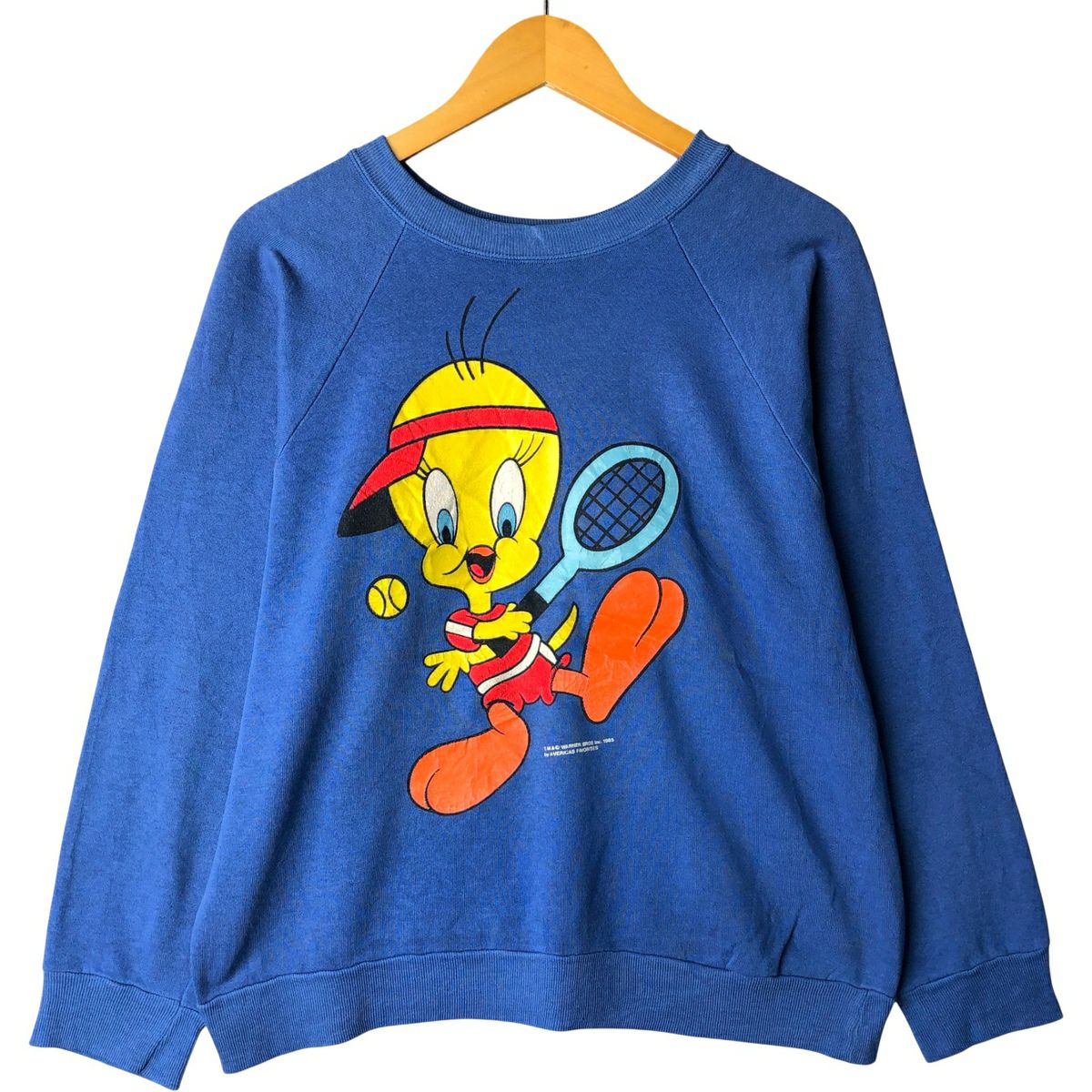 古着 90年代 ルーニーテューンズ LOONEY TUNES トゥイーティー キャラクタースウェットシャツ トレーナー USA製 メンズM相当 ヴィンテージ /eaa575665 古着 90年代 ルーニーテューンズ LOONEY TUNES トゥイーティー