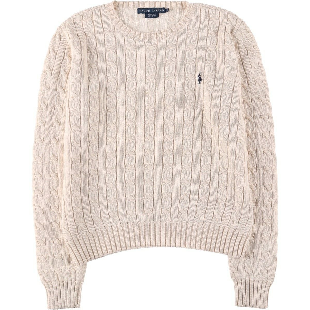 古着 ラルフローレン Ralph Lauren ケーブル編み Vネック コットンニットセーター レディースM相当 /eaa390429 古着 ラルフローレン Ralph Lauren ケーブル編み Vネック コットン
