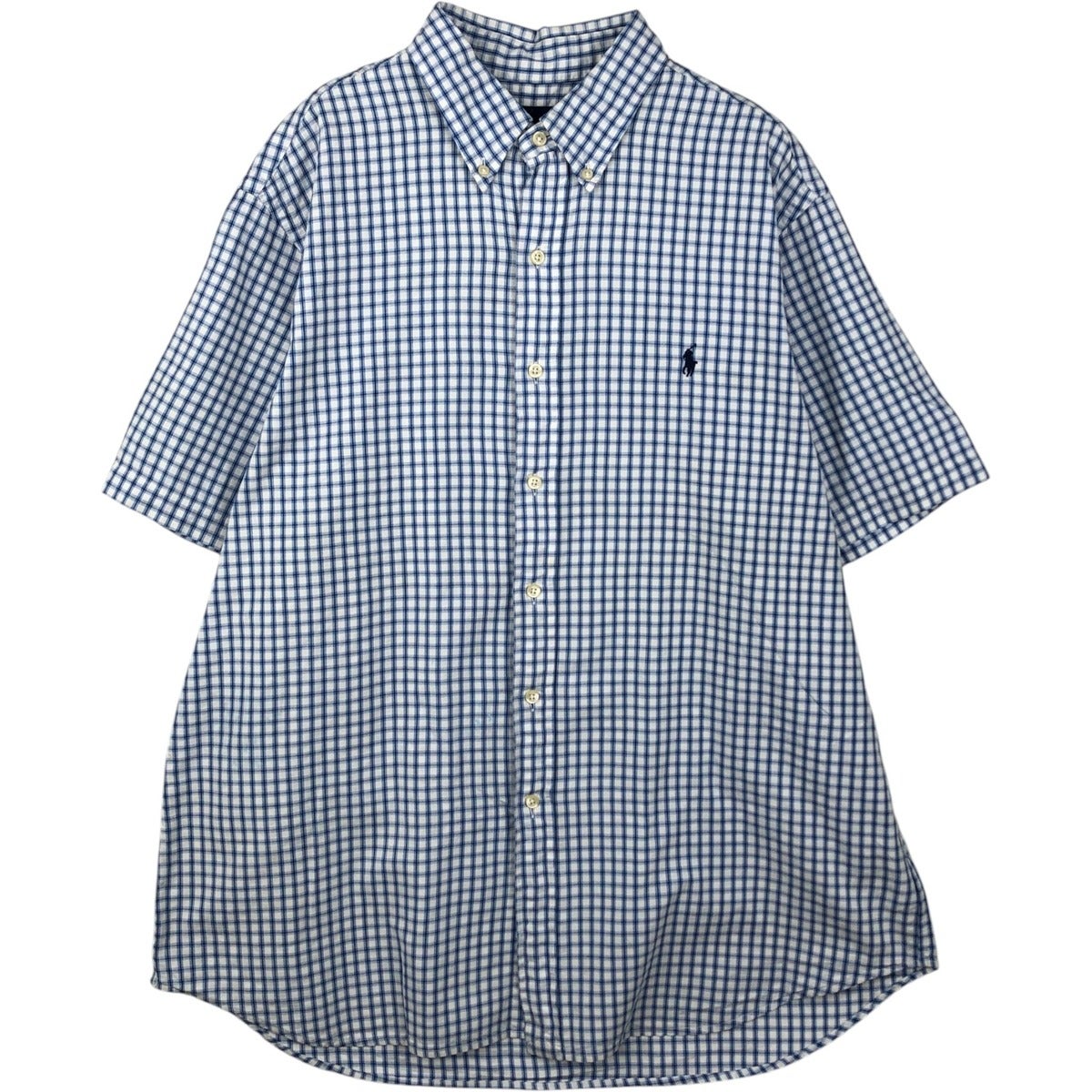 90s Ralph Lauren GREGGOR チェックシャツ ライトブルー 古着 ラルフローレン Ralph Lauren GREGGOR 半袖 ボタンダウン