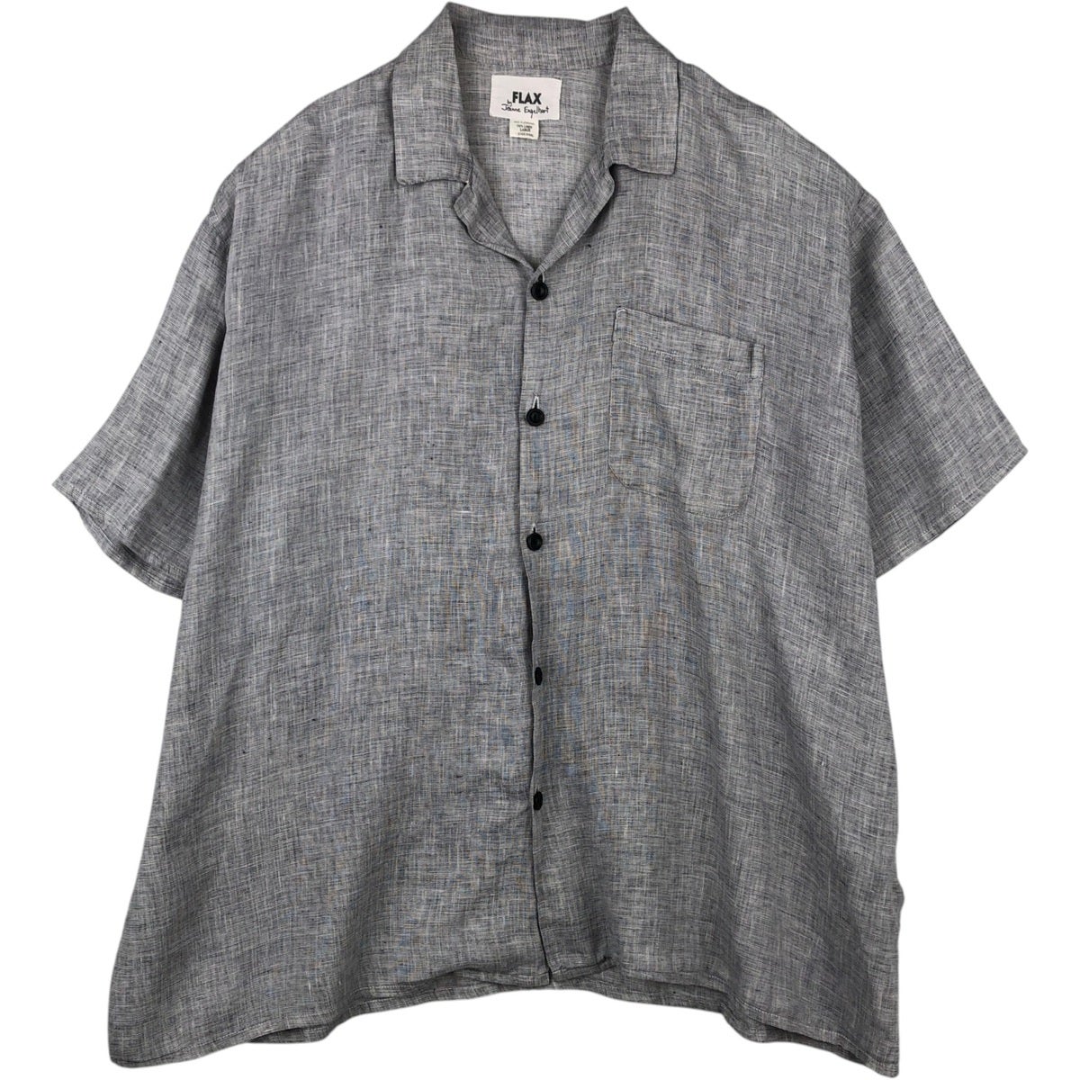 古着 90年代 FLAX 半袖 オープンカラー リネンシャツ ボックスシャツ