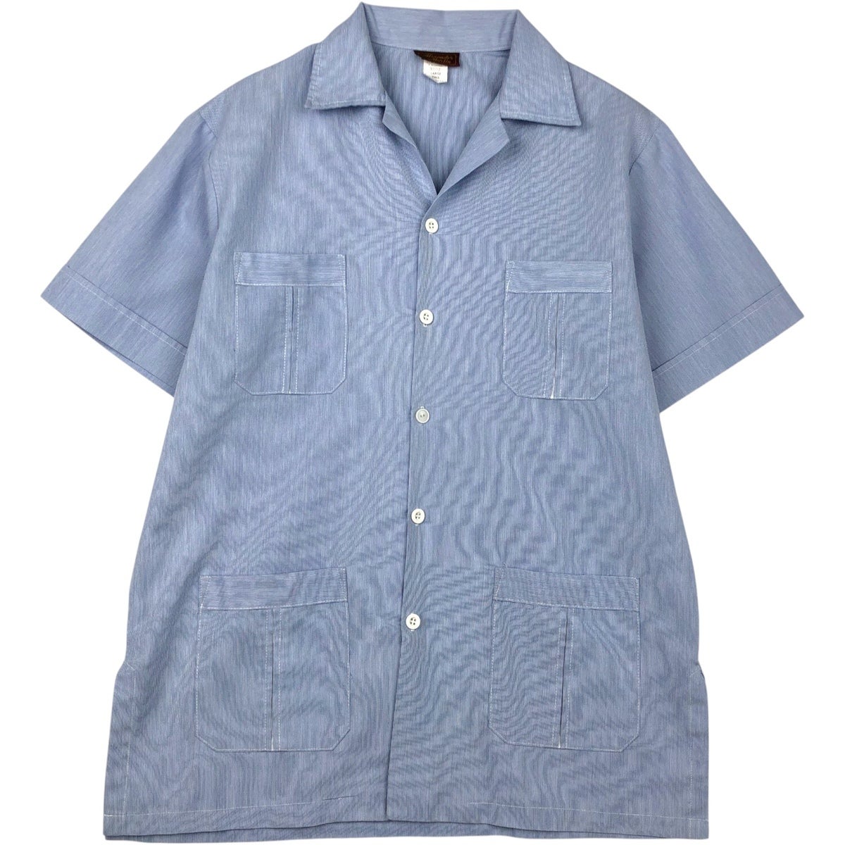 ANGLOMANIA カジュアルシャツ 38(S位) 青xグレー(ストライプ) 【古着】【中古】 ABAHOUSE GRAY シャツ 「定番」レギュラーカラーストライプシャツ