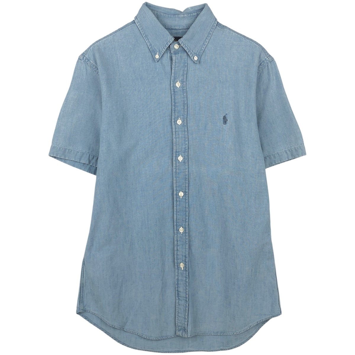 近年モデル✨ラルフローレン コットン ボタンダウンシャツ スリムフィット ブルー 古着 ラルフローレン Ralph Lauren SLIM FIT スリムフィット 半袖