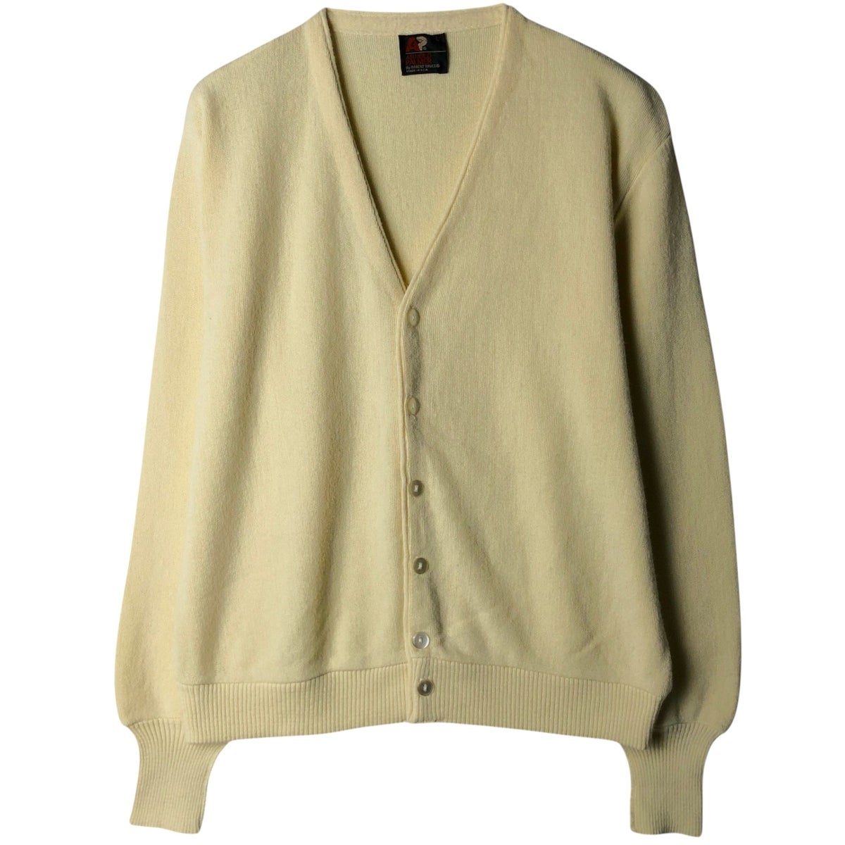 【60s-70sヴィンテージ】Hanes ヘインズ アクリルカーディガン M 古着 70年代 PINE STATE アクリルニットカーディガン USA製 メンズM