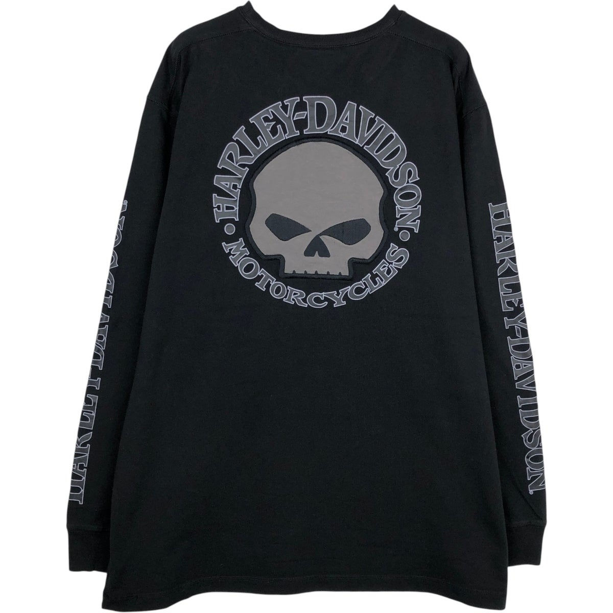 フェード◎ harley davidson ドクロ スカル ロンT アメリカ製 古着 ハーレーダビッドソン Harley-Davidson ドクロ柄 スカル柄 ロング