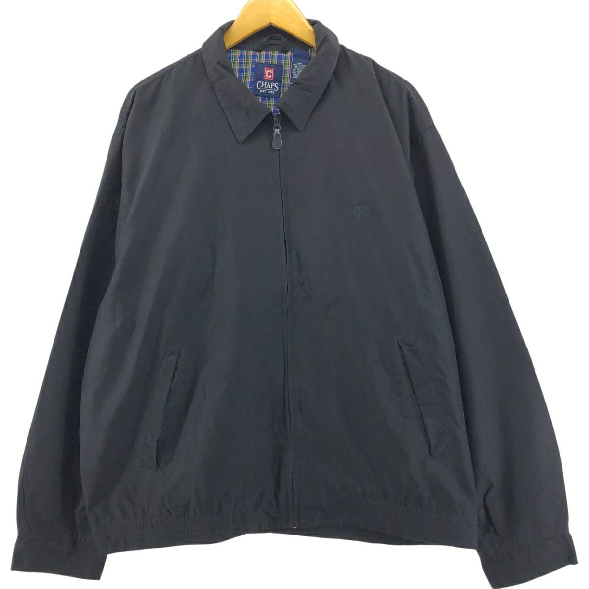 00s CHAPS スイングトップ 刺繍ロゴ 紺 3XL A761 裏地チェック 中古・古着通販】CHAPS (チャップス) スイングトップ ネイビー サイズ