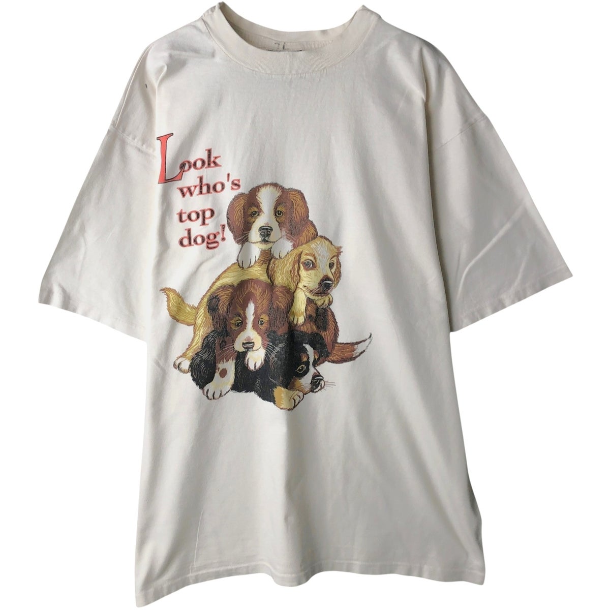 古着 犬柄 モックネック アニマルTシャツ メンズM相当 /eaa567122 古着 犬柄 モックネック アニマルTシャツ メンズM相当 /eaa567122