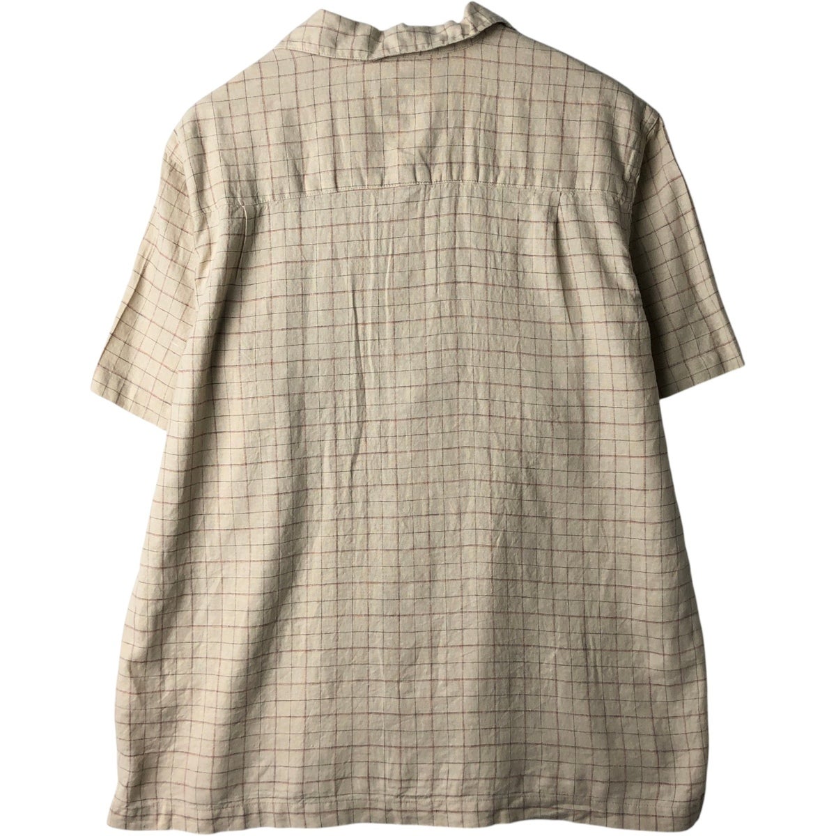 古着 ハガー HAGGAR WASHABLE LINEN チェック柄 半袖 オープンカラー