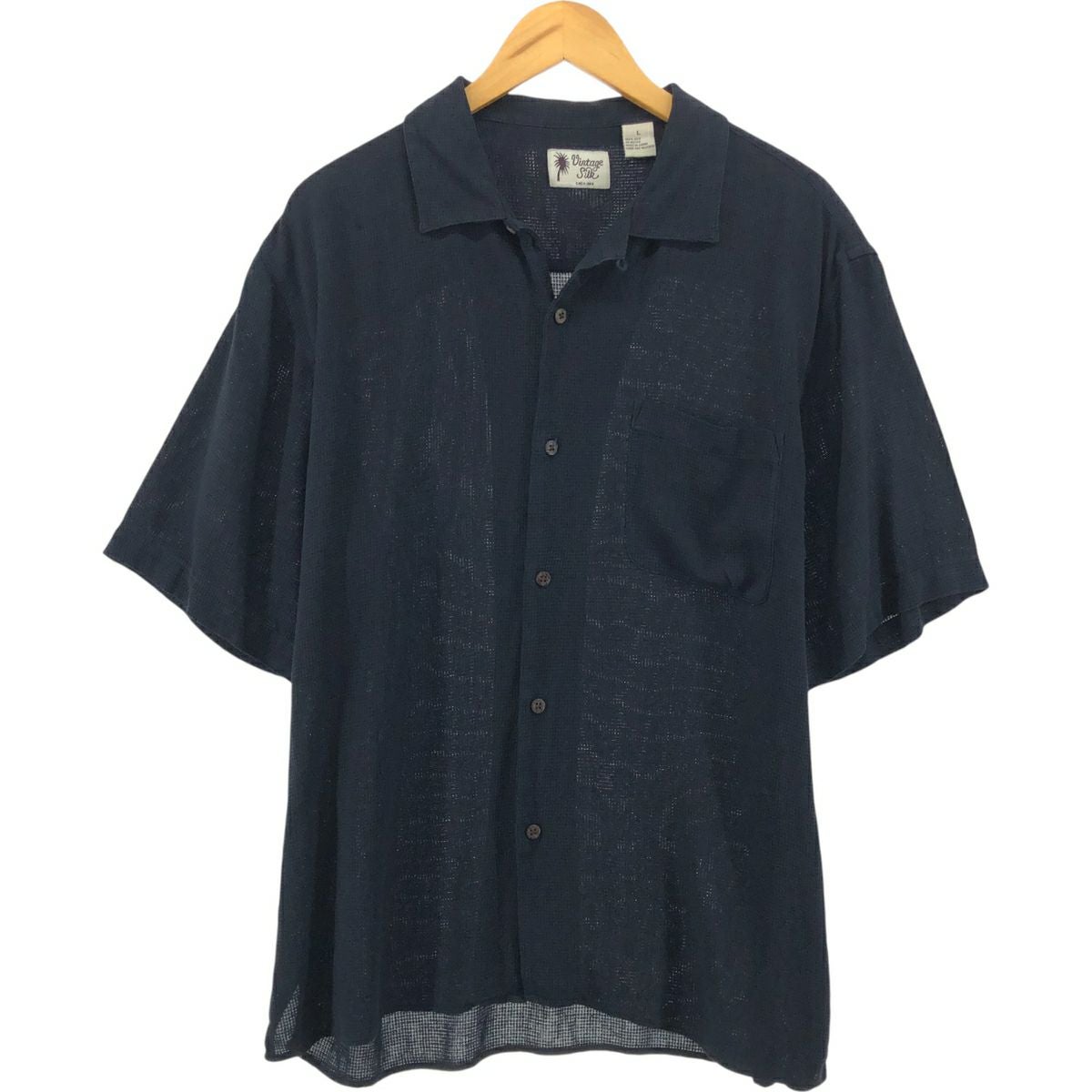 古着 Vintage Silk 半袖 オープンカラー シルクシャツ ボックスシャツ