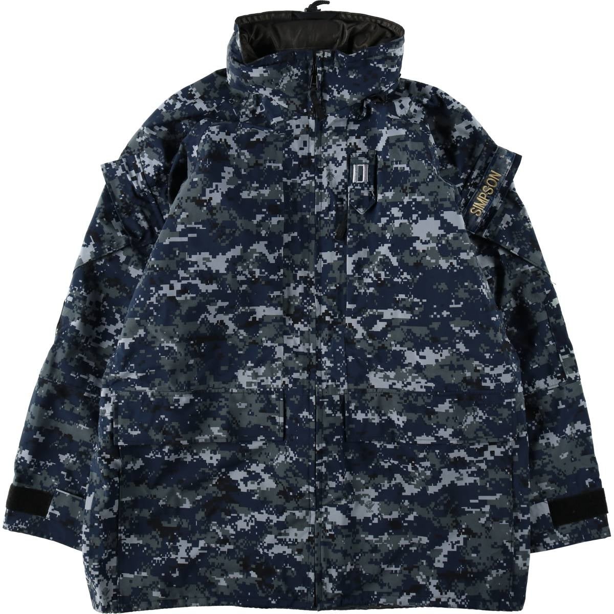 【美品】US NAVY ワーキングパーカー デジタルカモ S-XS Mサイズ相当 古着 00年代 米軍実品 U.S.NAVY 迷彩柄 NWU デジタルカモ ミリタリー