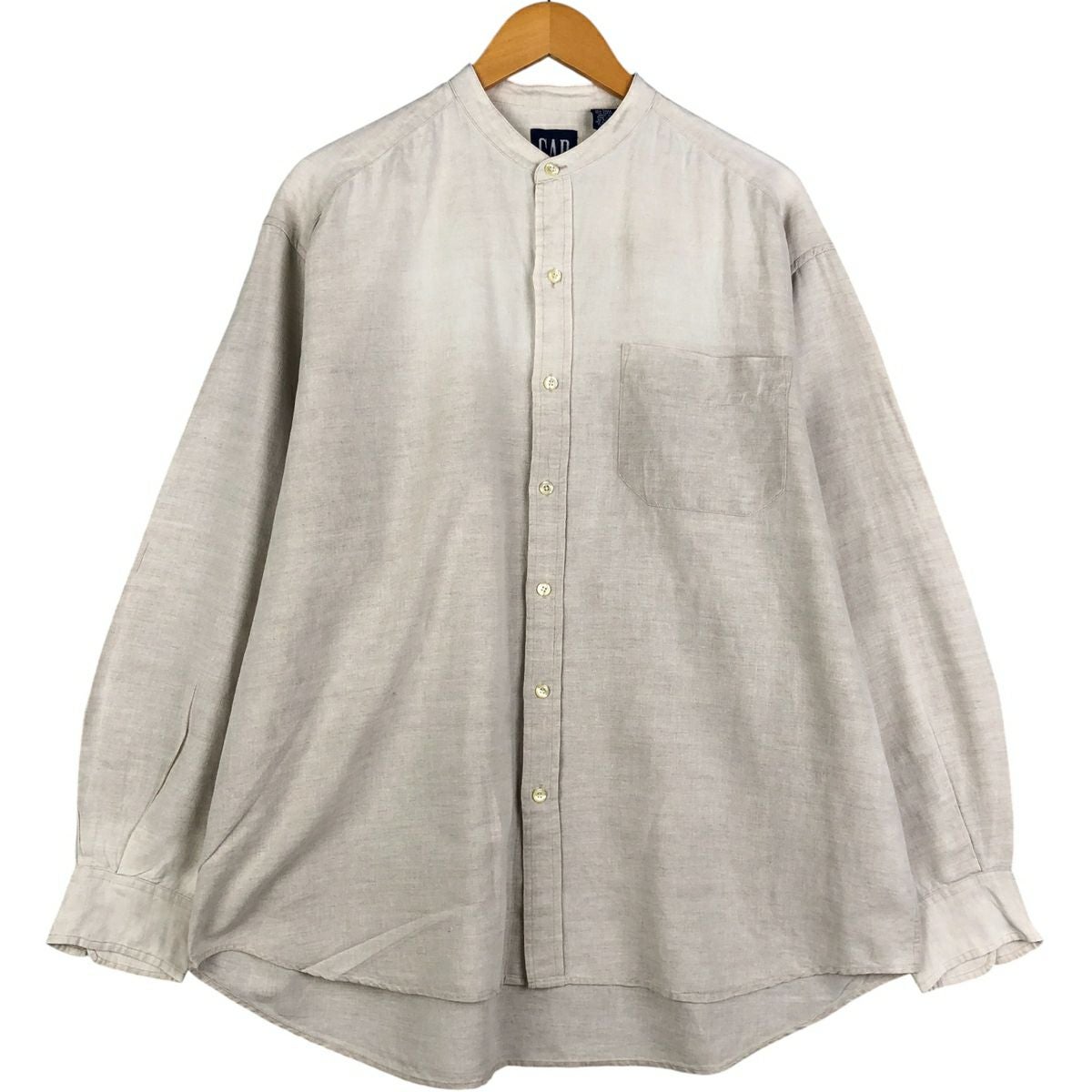 古着 90年代 ギャップ GAP オールドギャップ ノーカラー 長袖 リネン