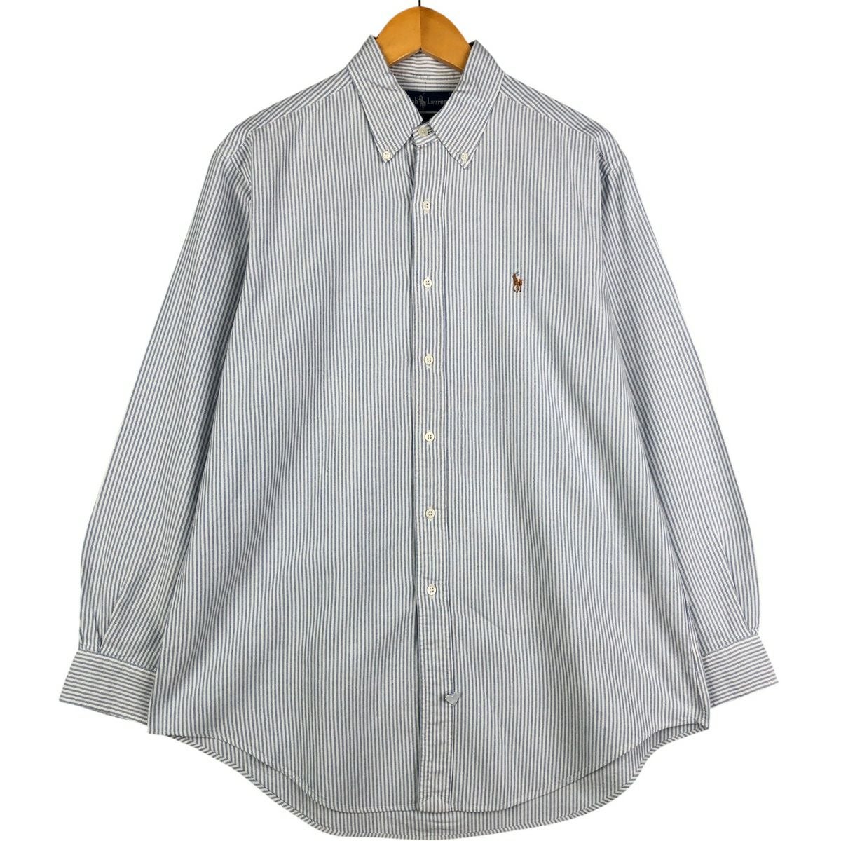値下げRRL Ralph Lauren 長袖シャツジャケットMグレー ストライプ 古着 ラルフローレン Ralph Lauren ストライプ柄 長袖 ボタンダウン