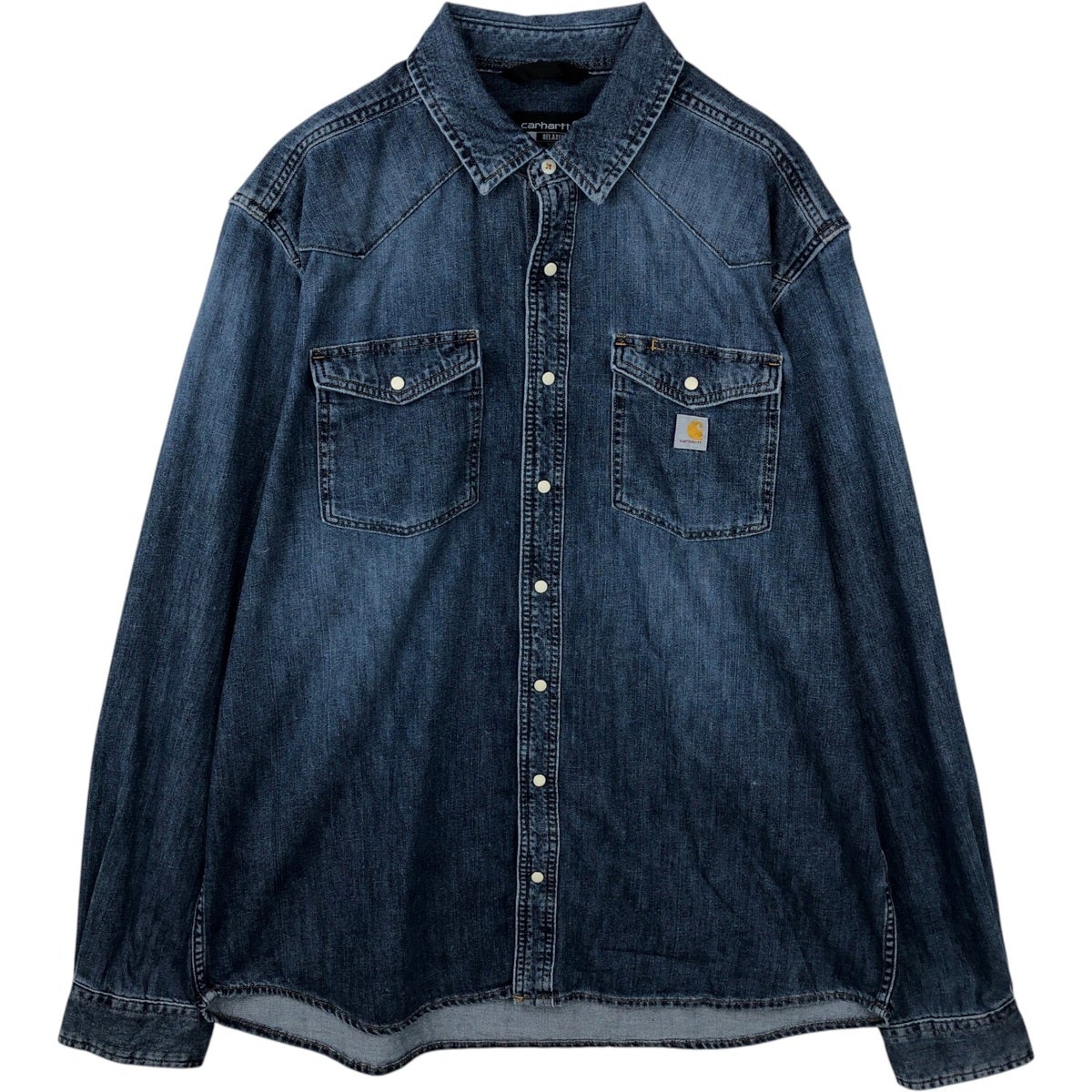 古着 カーハート Carhartt RELAXED FIT 長袖 デニム ウエスタンシャツ