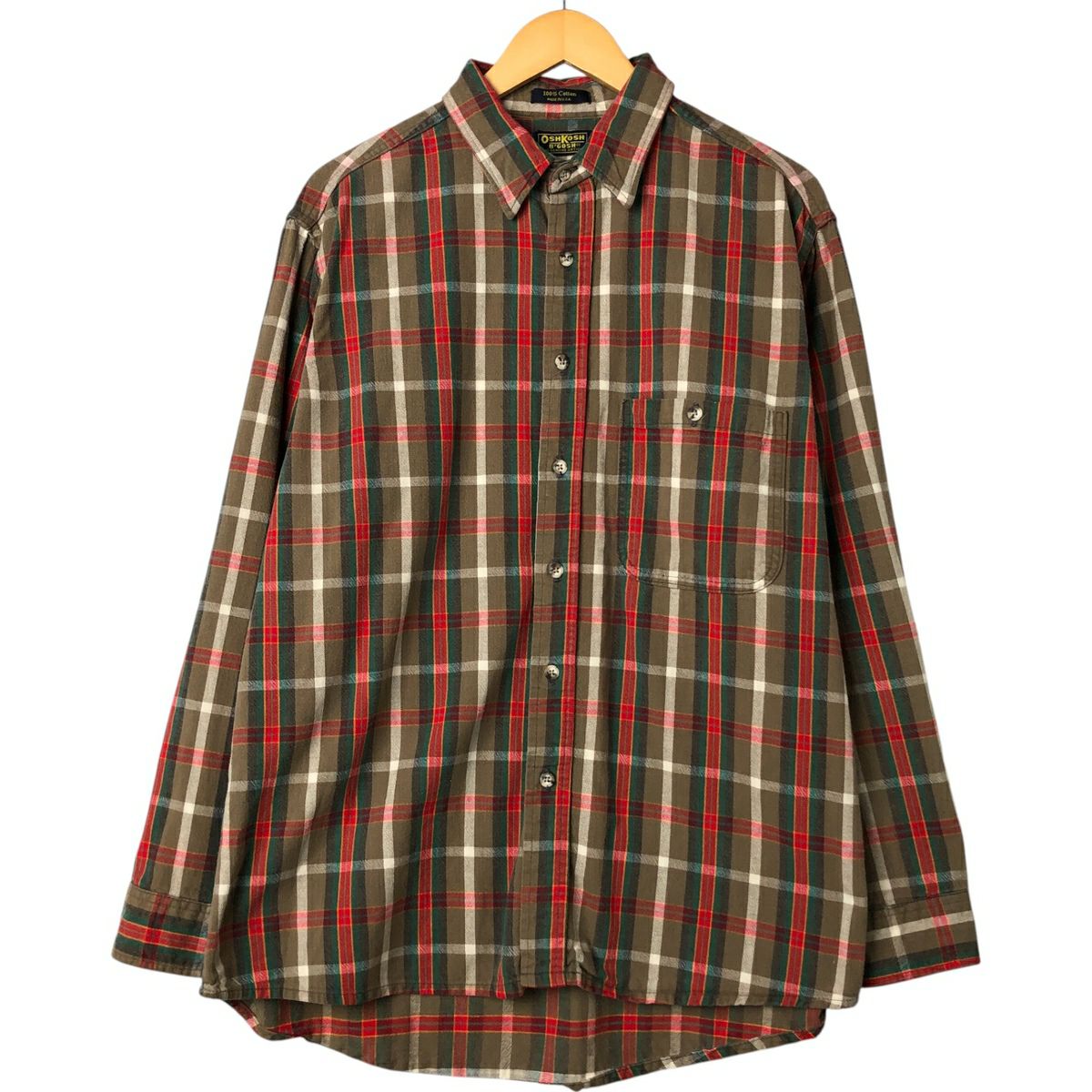 古着 ～90年代 オシュコシュ Osh kosh 長袖 ライトネルチェックシャツ