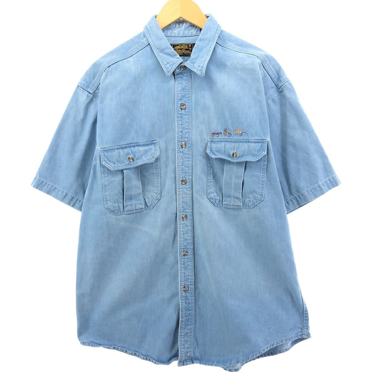古着 80～90年代 エディーバウアー Eddie Bauer 黒タグ 半袖 デニム