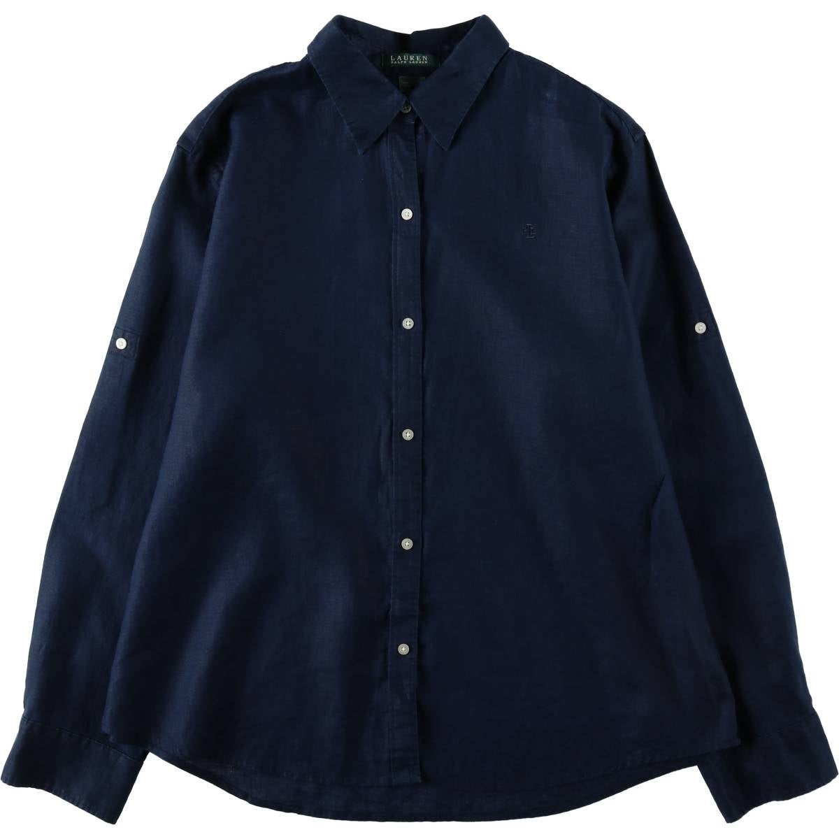 古着 ラルフローレン Ralph Lauren LAUREN ローレン 長袖 リネンシャツ