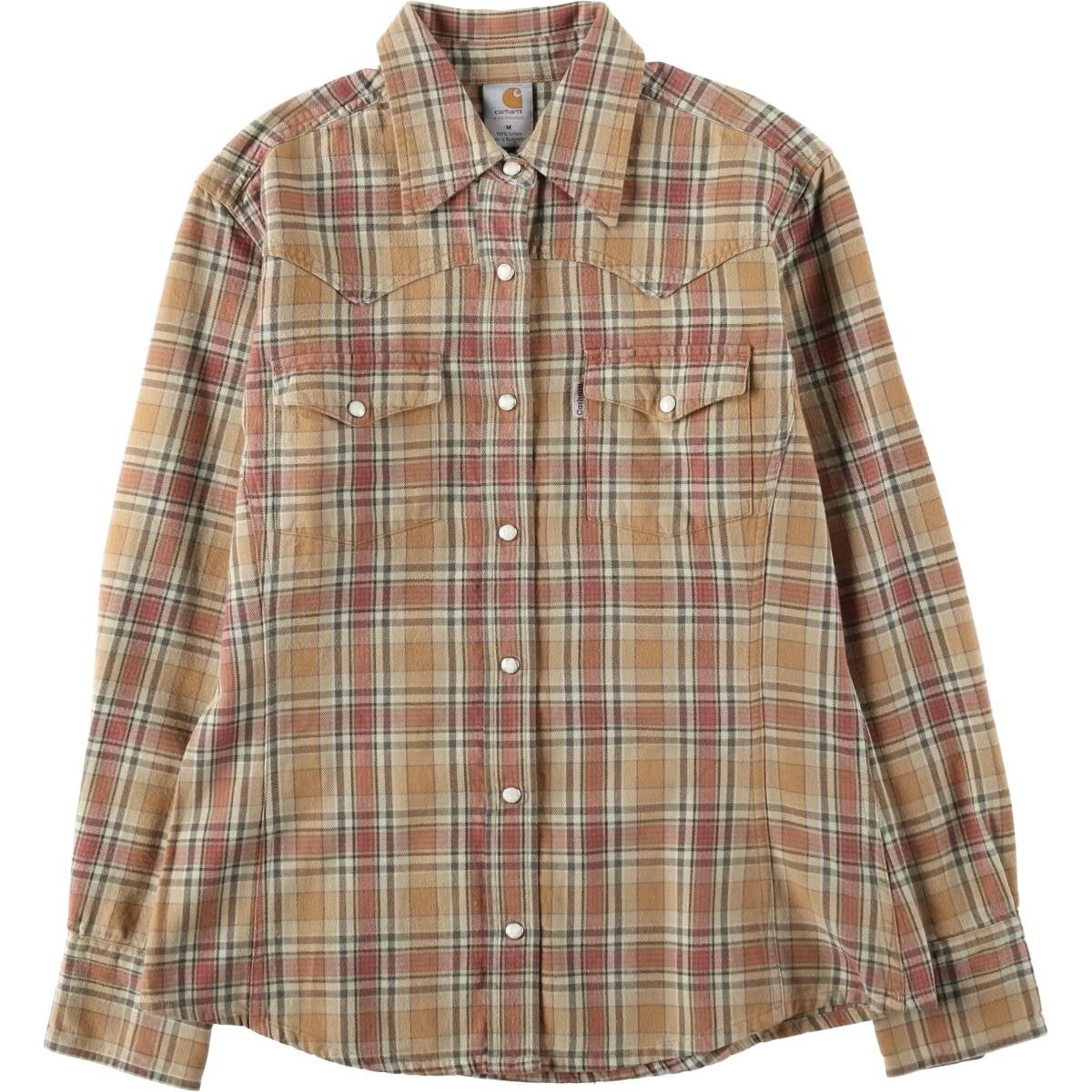 古着 カーハート Carhartt 長袖 コットンチェックシャツ レディースL