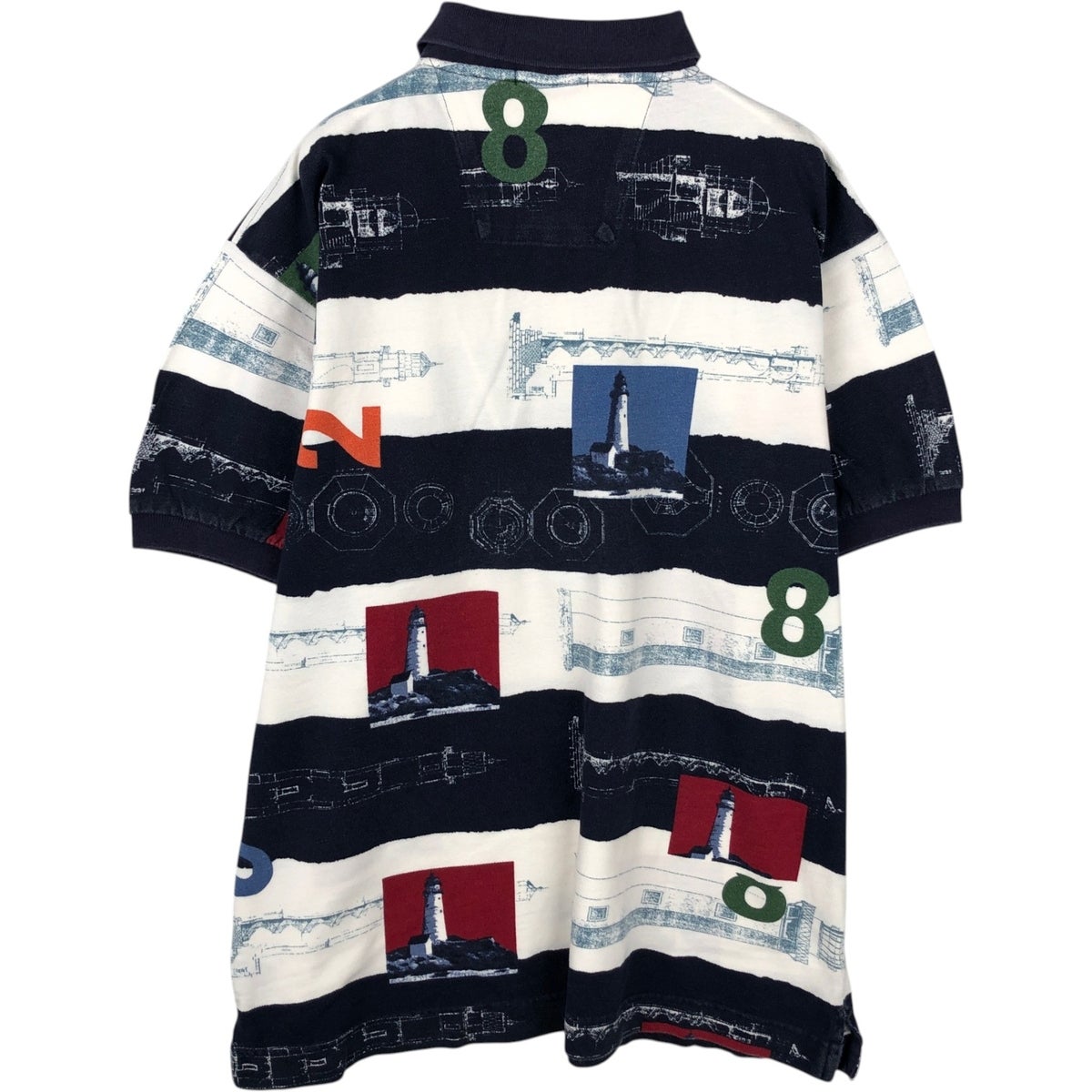 古着 90年代 ノーティカ NAUTICA 総柄 半袖 ポロシャツ メンズXL相当