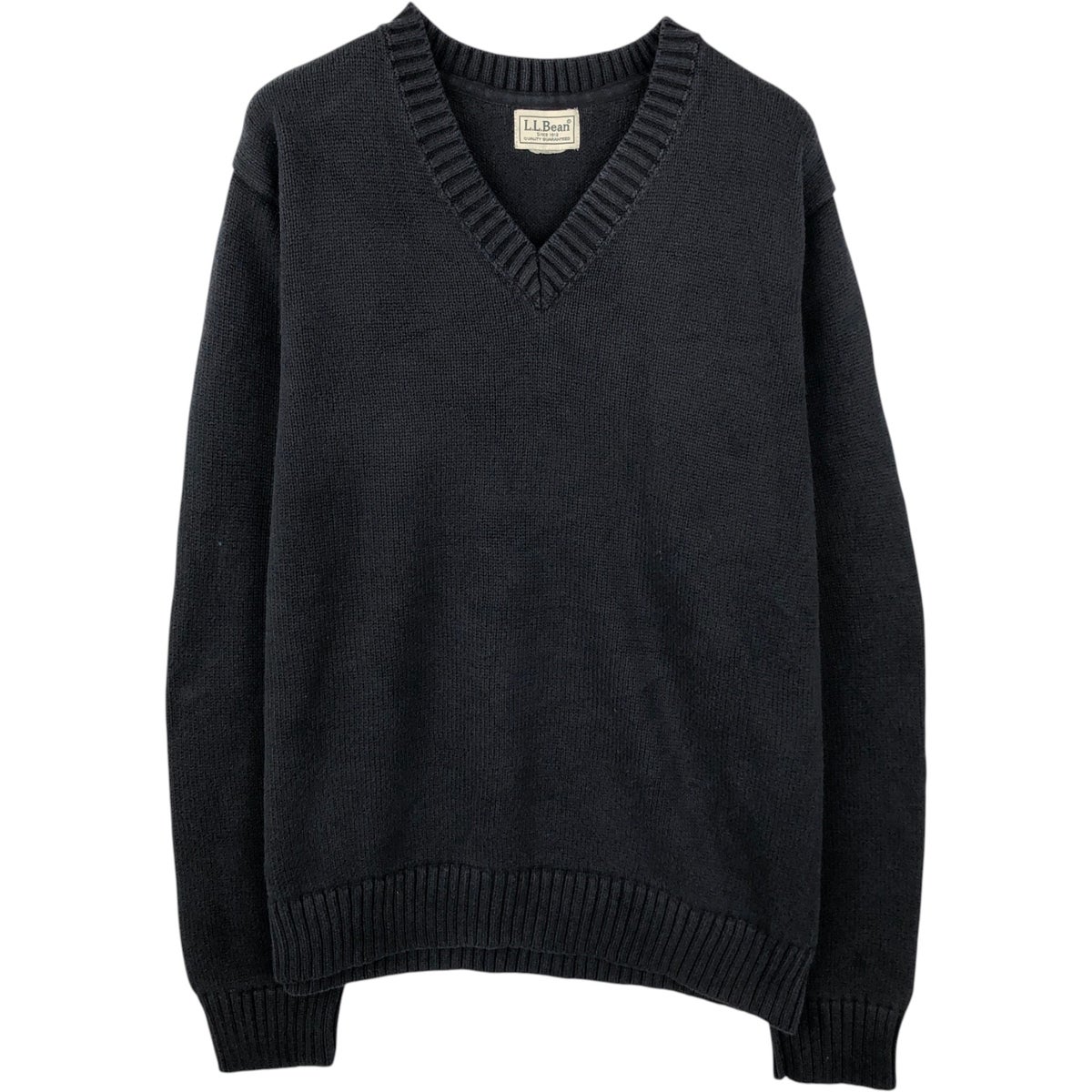 L.L.Beanブラック Vネック コットンニット 古着 90～00年代 エルエルビーン L.L.Bean Vネック コットンニット