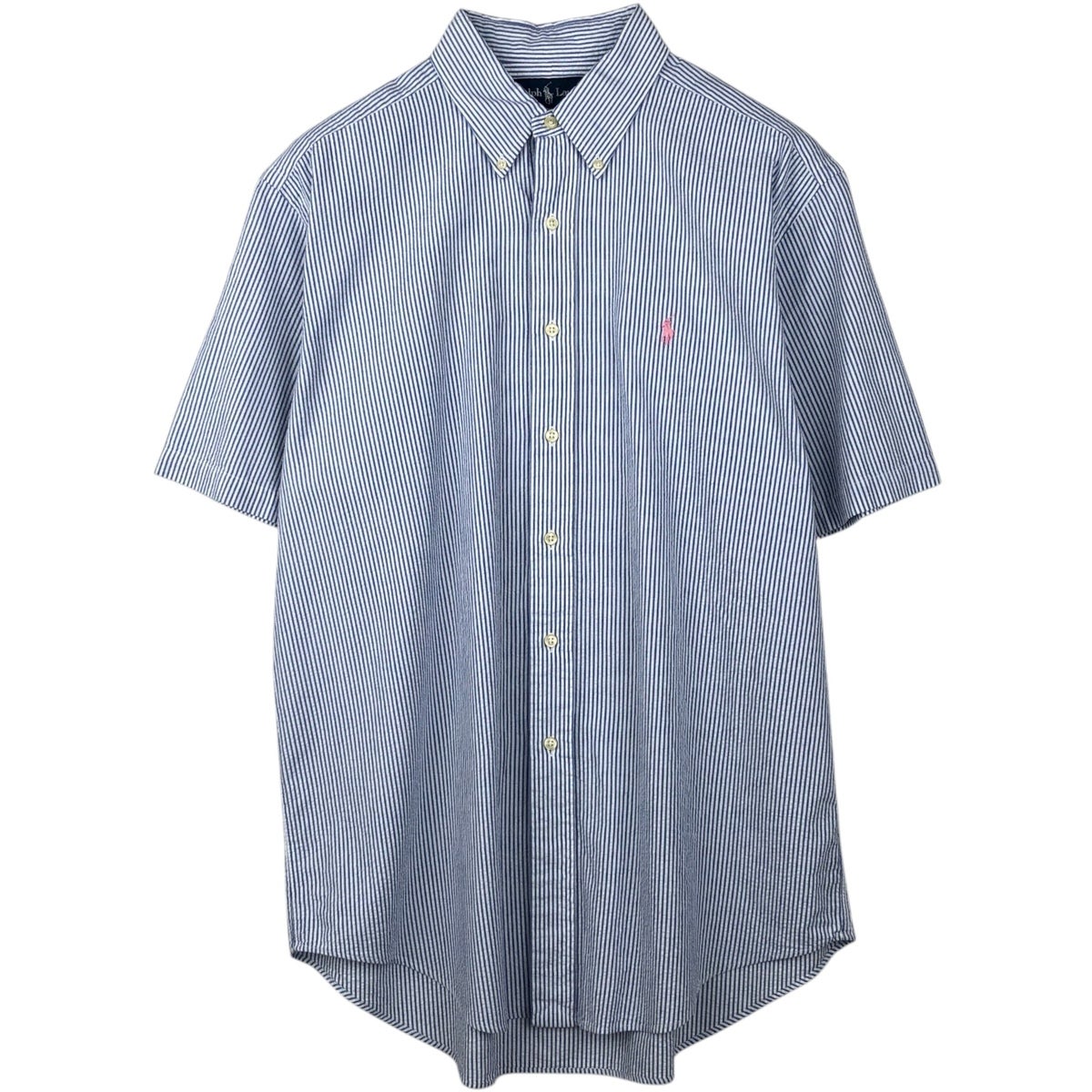 古着 ラルフローレン Ralph Lauren CLASSIC FIT クラシックフィット シアサッカー 半袖 ボタンダウンシャツ メンズL相当 /eaa558348 古着 ラルフローレン Ralph Lauren CLASSIC FIT クラシックフィット