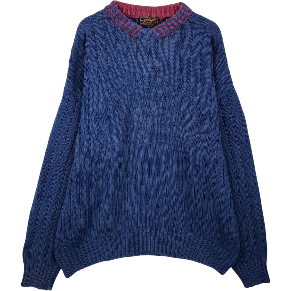 古着 70年代 エディーバウアー Eddie Bauer 黒タグ ボーダー柄 コットンニットセーター USA製 レディースM相当 ヴィンテージ/eaa410945 古着 70年代 エディーバウアー Eddie Bauer 黒タグ ボーダー柄