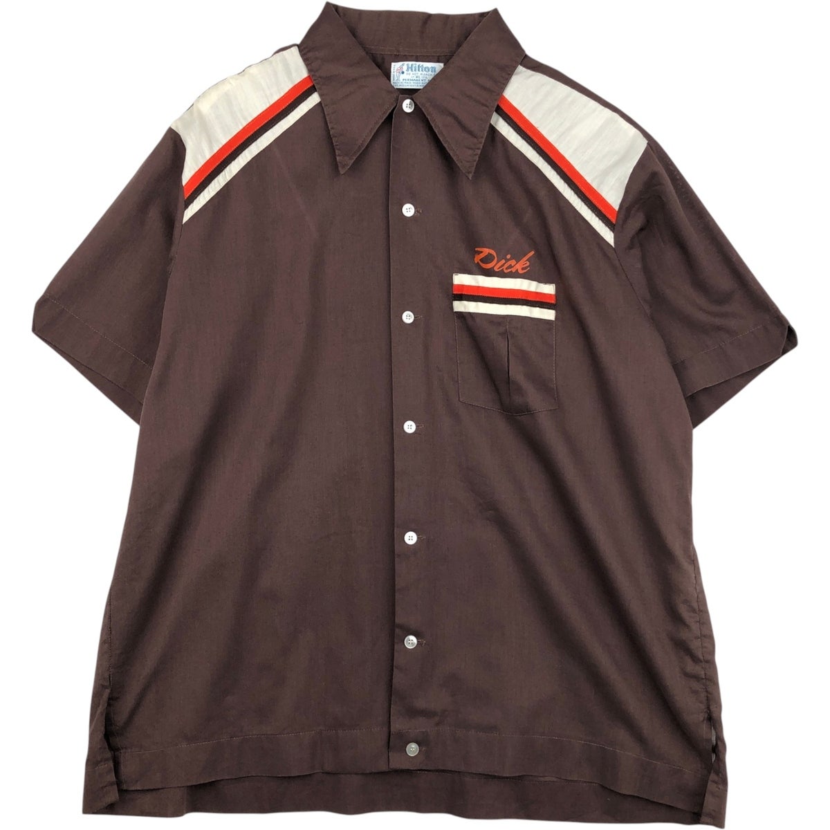 Hilton ヒルトン 半袖シャツ ボウリングシャツ コットン USA製 70s 古着 70年代～ ヒルトン HILTON 半袖 ボウリングシャツ ボックスシャツ