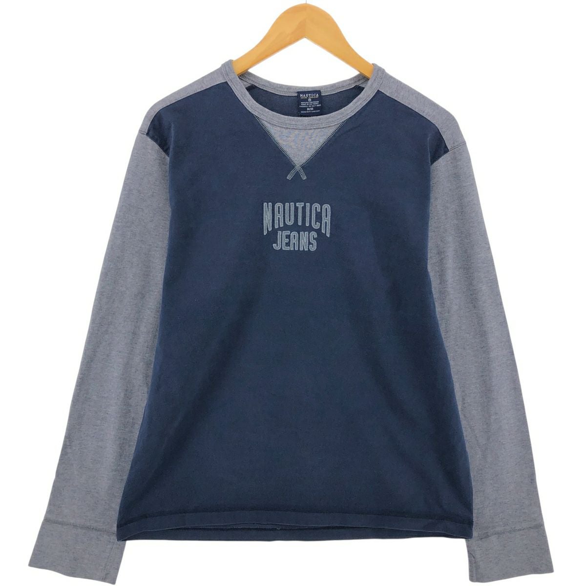 古着 オールドネイビー OLD NAVY ボーダー柄 フード付き ロングTシャツ