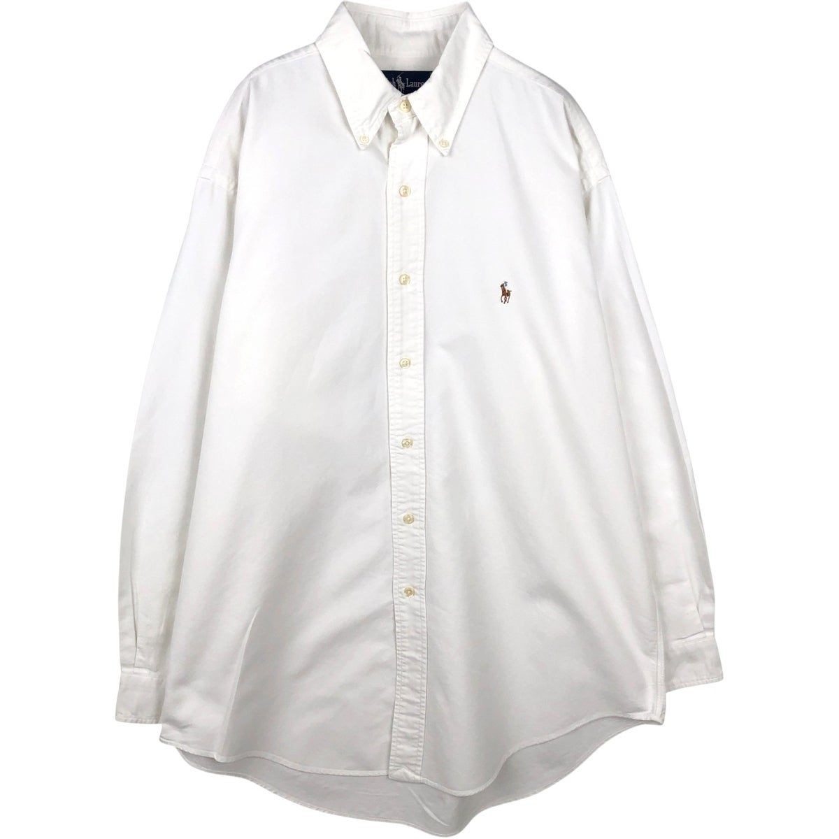 古着 ラルフローレン Ralph Lauren 無地 長袖 ボタンダウンシャツ